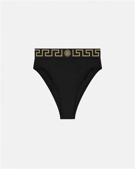 white versace swimsuit|Versace high waisted bikini bottom.